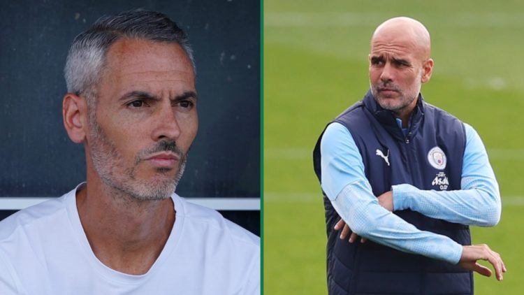 Carlos Vicens looks dejected during FC Alverca vs Braga, Pep Guardiola leads a Manchester City training session