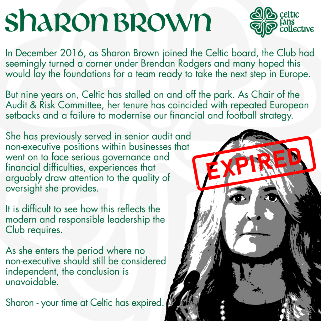 Celtic Fans Collective statement about Parkhead director Sharon Brown