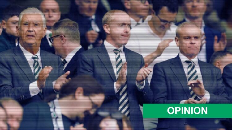 The Celtic board attend the final game of the season against St Mirren in the Scottish Premiership in May 2025