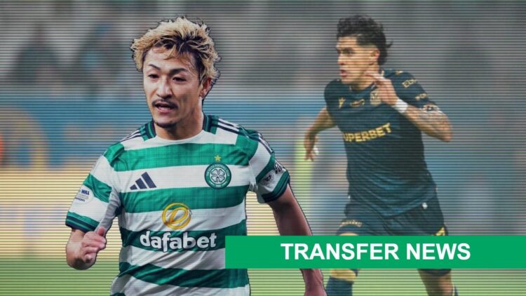 Daizen Maeda in action for Celtic against Falkirk, Luis Palma makes a run during Arka Gdynia vs Lech Poznan