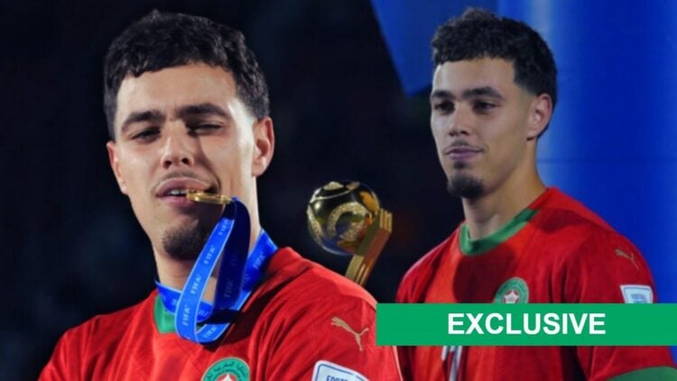 Othmane Maamma poses with his golden ball award at the U20 World Cup, Othmane Maamma of Morroco celebrates with the winner's medal after winning th...