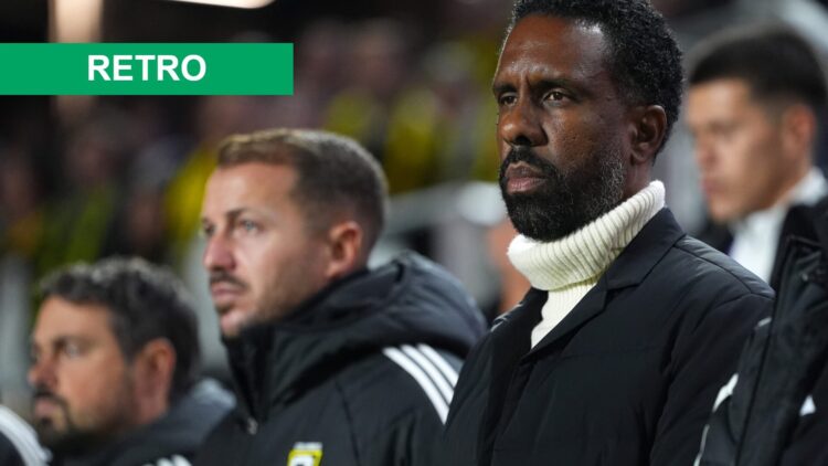 Wilfried Nancy watches on during the MLS Cup play-off match between Columbus Crew v FC Cincinnati