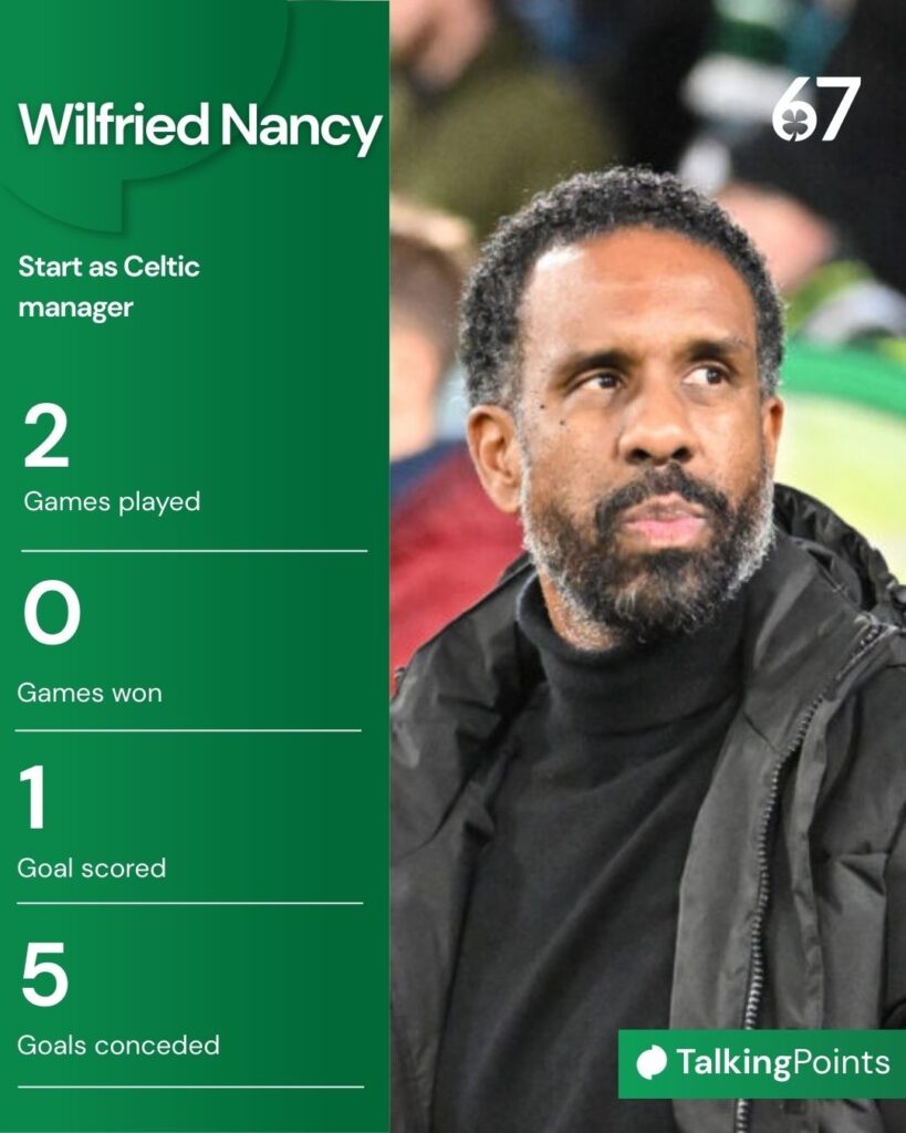 Wilfried Nancy watches on before Celtic vs Roma in the Europa League