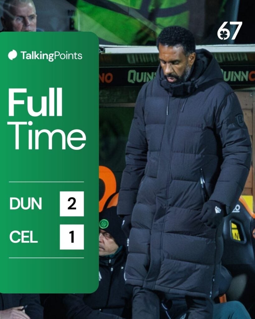 Wilfried Nancy looks on as Celtic concede against Dundee United