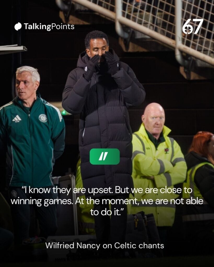 Wilfried Nancy looks dejected after Celtic lose against Dundee United