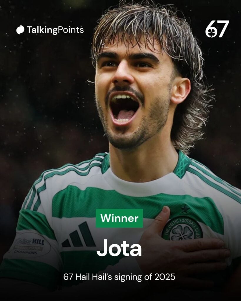 Jota celebrates his goal for Celtic against Hearts at Celtic Park