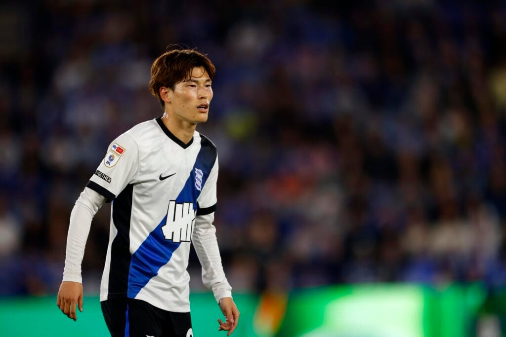 Kyogo Furuhashi of Birmingham City looks on during the Sky Bet Championship match between Leicester City and Birmingham City