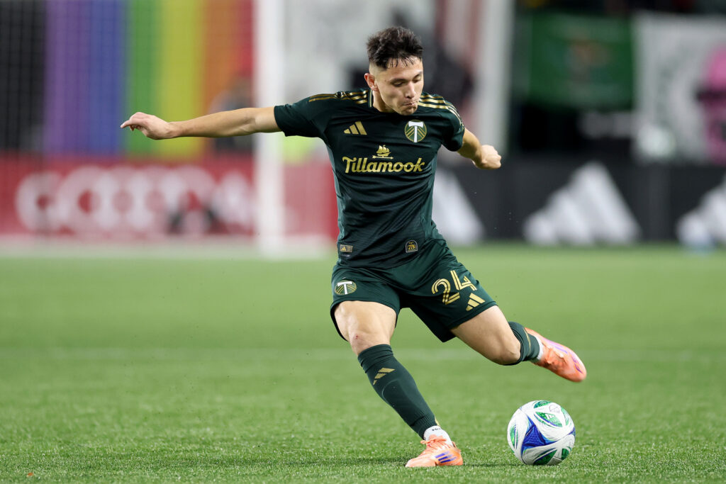 David Ayala in action for Portland Timbers v San Diego in the MLS Cup play-offs