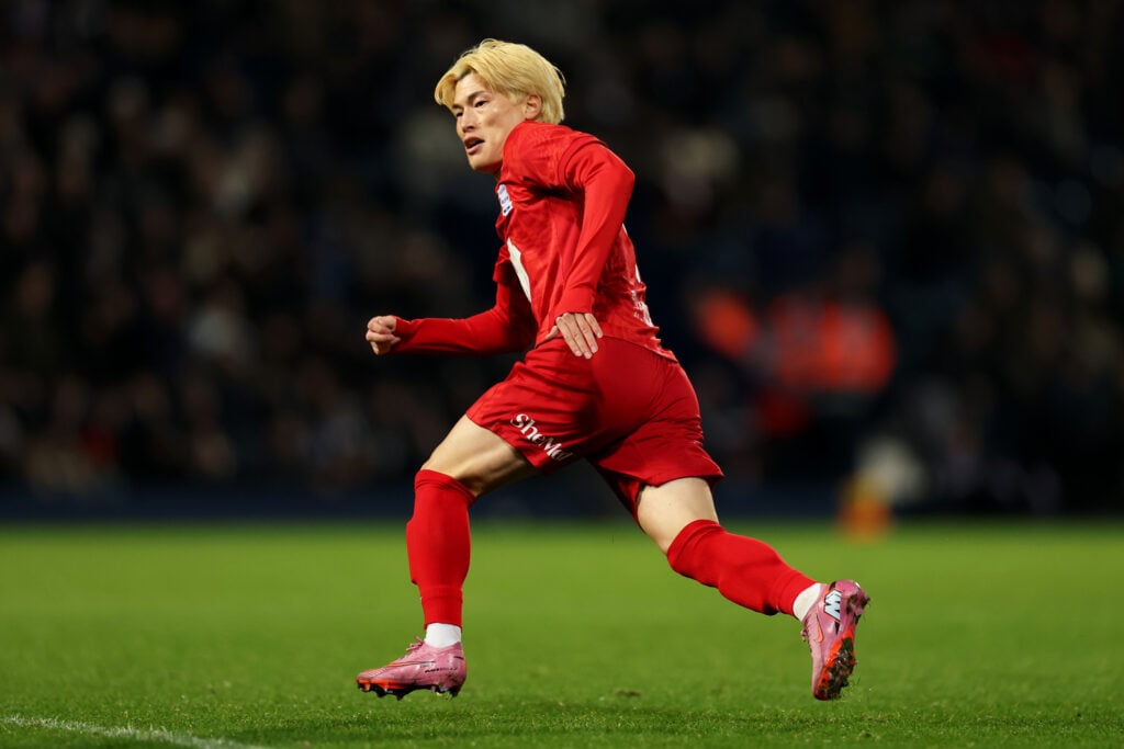 Kyogo Furuhashi in action during the Sky Bet Championship match between West Bromwich Albion and Birmingham City