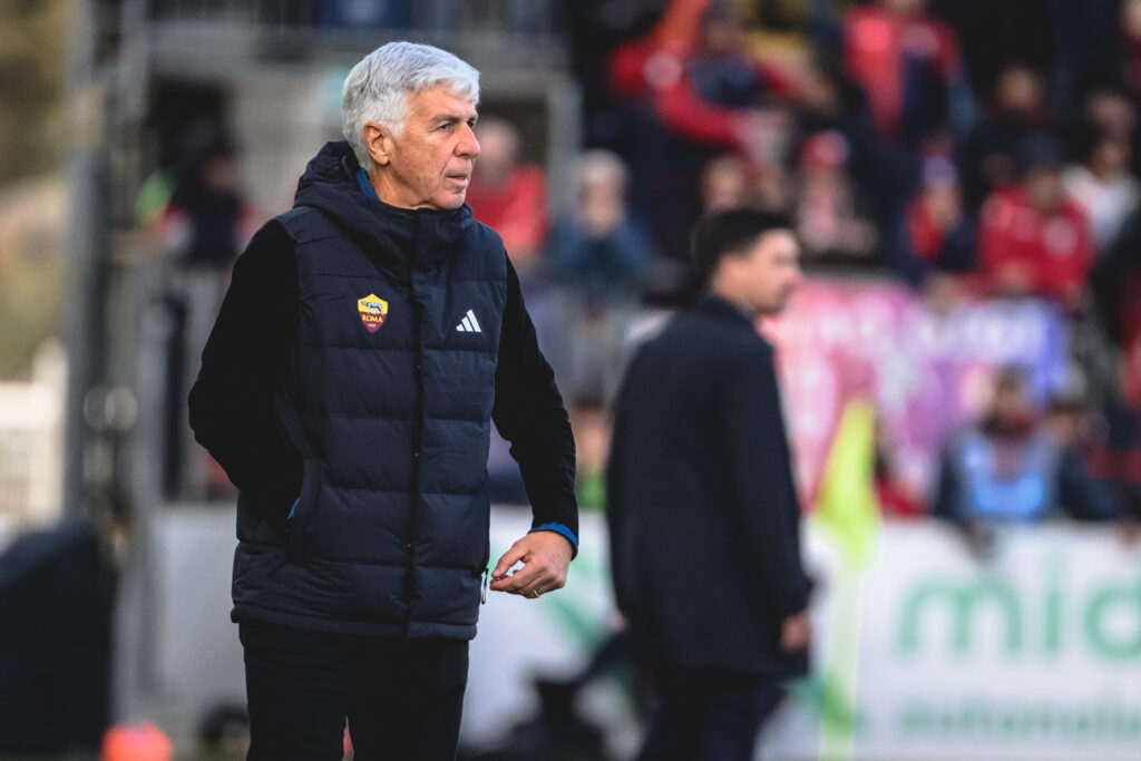 AS Roma coach Gian Piero Gasperini on the touchline against Cagliari