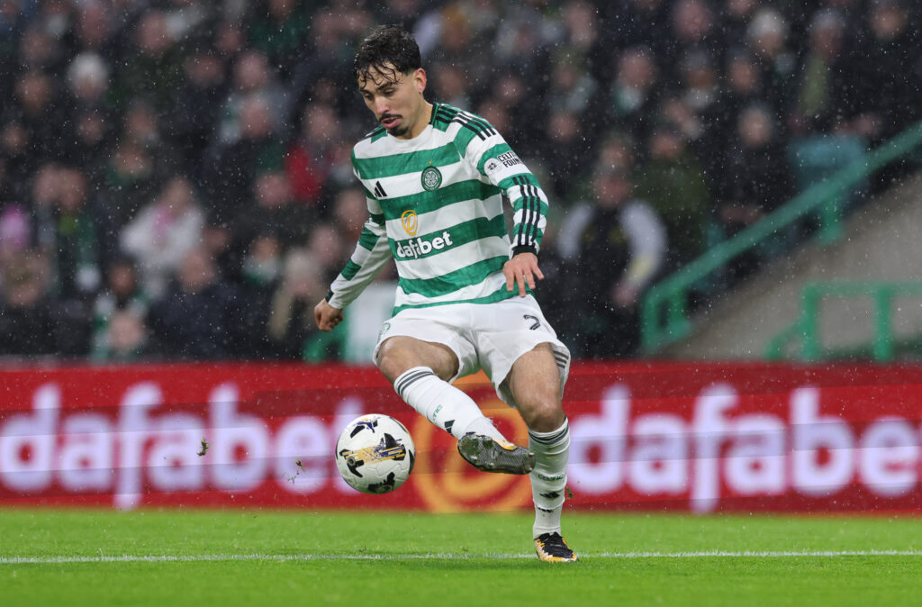 Sebastian Tounekti of Celtic controls the ball during the Premier League match between Celtic and Heart of Midlothian