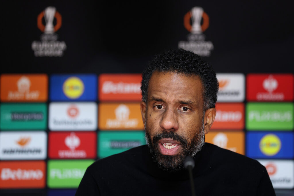 Wilfried Nancy speaks to the media after Celtic's loss against Roma