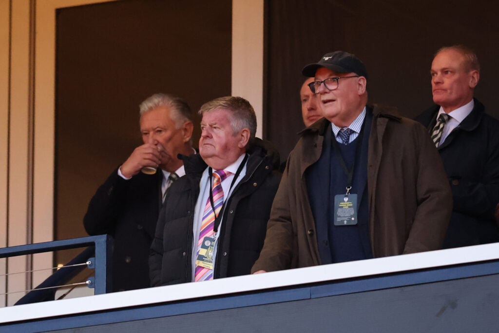 Peter Lawwell, former chief executive of Celtic has a drink during the Premier Sports Cup Final match between St Mirren and Celtic