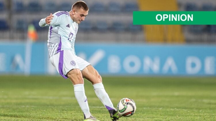 Kyle Ure in action for Scotland U21s vs Azerbaijan U21s