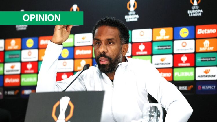 Wilfried Nancy, Head Coach of Celtic FC speaks to the media before the Roma game