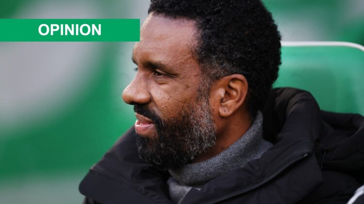 Wilfried Nancy looks on during the Premier League match between Celtic and Aberdeen