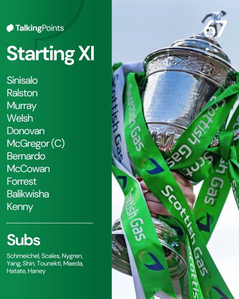 Celtic's line up for the Scottish Cup game against Auchinleck Talbot