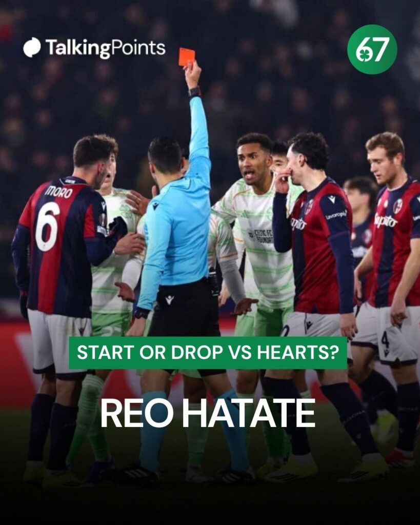 Reo Hatate sent off at Bologna FC 1909 v Celtic FC - UEFA Europa League 2025/26 League Phase MD7