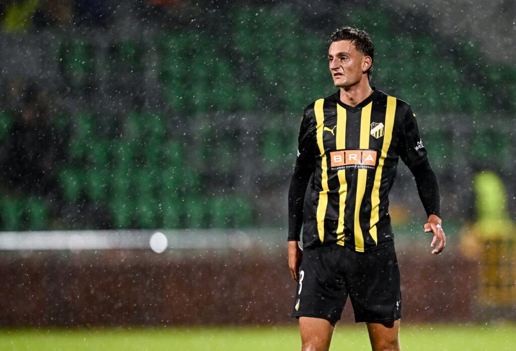 Silas Andersen of Hacken during the UEFA Conference League 2025/26 league phase match between Shelbourne and Hacken