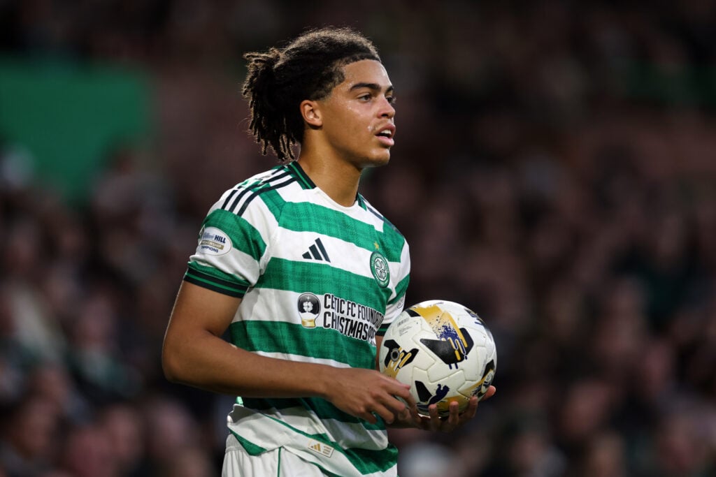 Jahmai Simpson-Pusey takes a throw-in for Celtic vs Kilmarnock