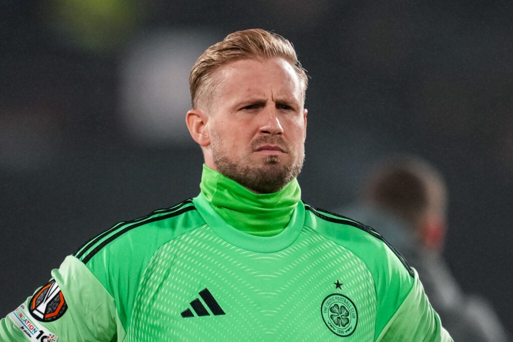 Kasper Schmeichel looks on before Feyenoord vs Celtic