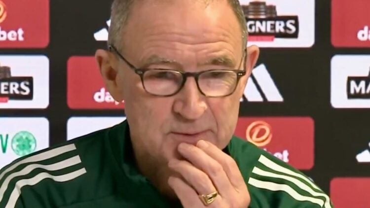 Celtic boss Martin O'Neill taking in his pre-match press conference.
