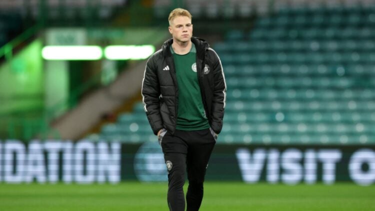 Stephen Welsh of Celtic looks on during a pitch inspection prior to the William Hill Premiership match between Celtic FC and Dundee FC