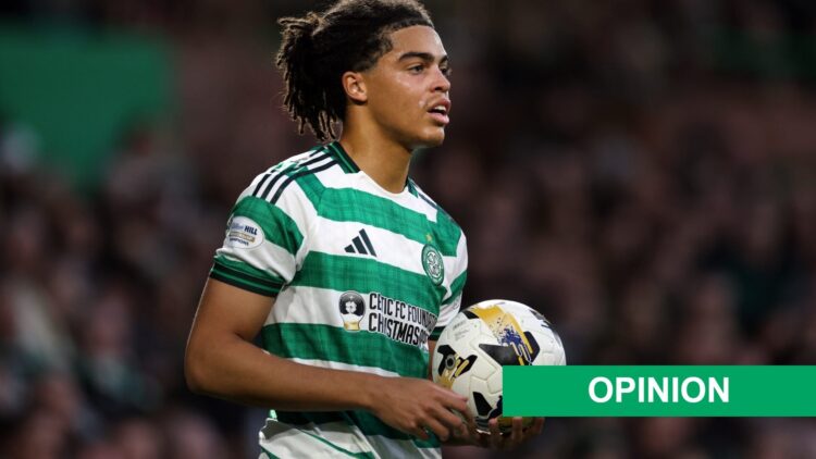 Jahmai Simpson-Pusey takes a throw-in for Celtic vs Kilmarnock