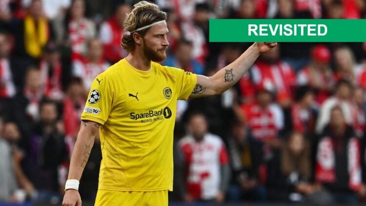 Kasper Waarst Hogh gestures during the UEFA Champions League football match between SK Slavia Prague and FK Bodoe/Glimt