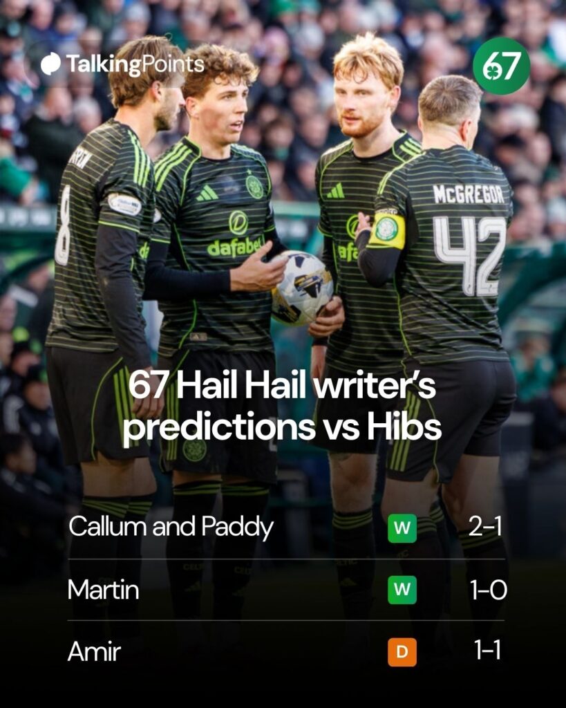 Celtic players discussing freekick options during Hibs vs Celtic