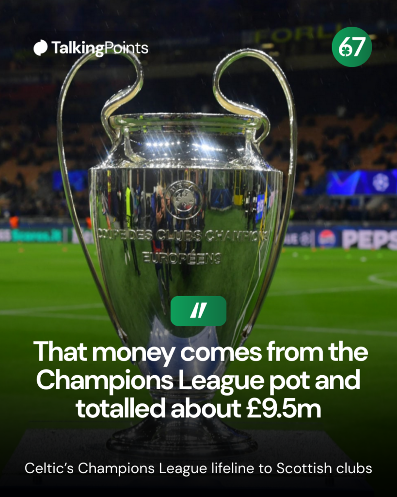 The Champions League trophy on display at the San Siro