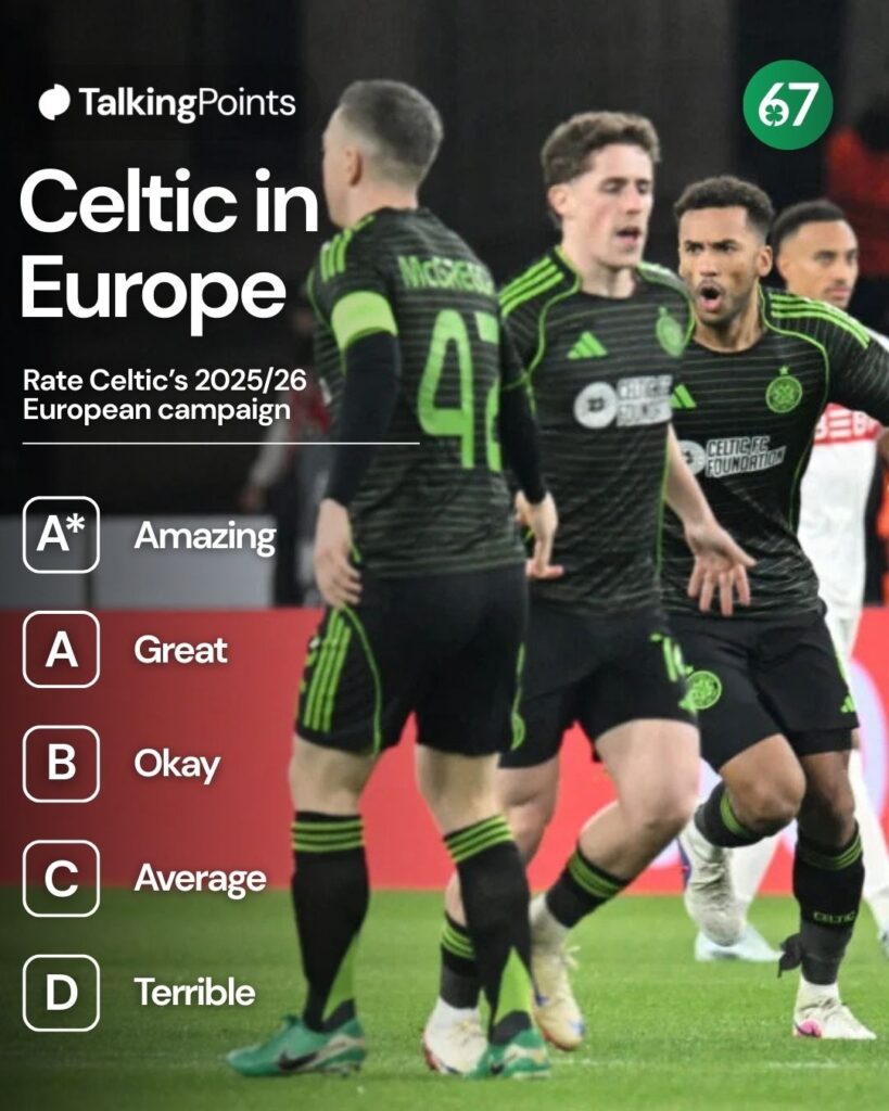 Luke McCowan (2nd L) celebrates his 0-1 with team mates during the UEFA Europa League knockout round playoff second leg football match VfB Stuttgart v Celtic