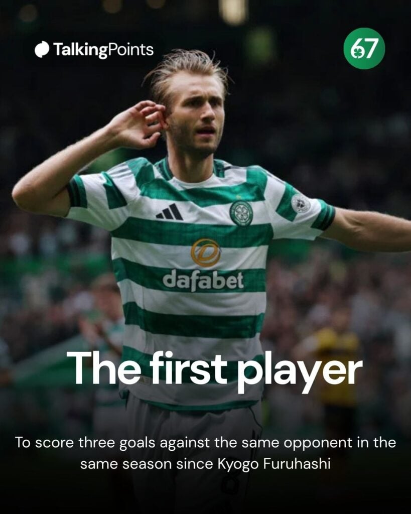 Benjamin Nygren celebrates his goal against Livingston