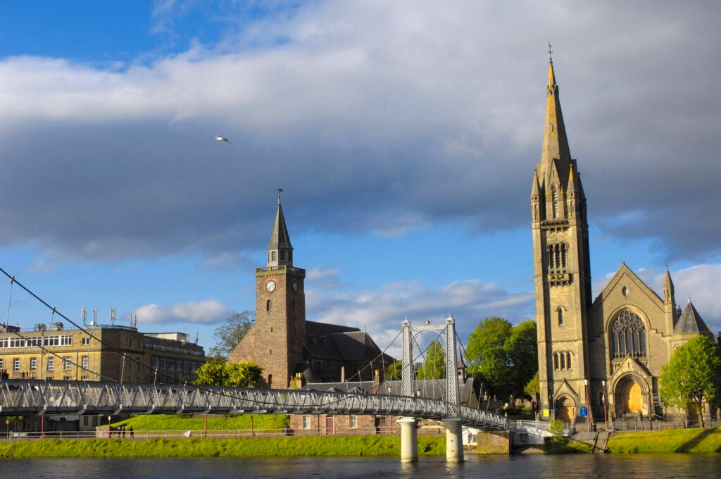 Inverness and Ness River. Highland Region. Scotland. UK