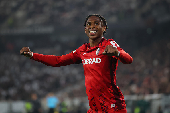 Junior Adamu of Sport-Club Freiburg reacts during the UEFA Europa League 2025/26 League Phase MD6 match between SC Freiburg and FC Salzburg