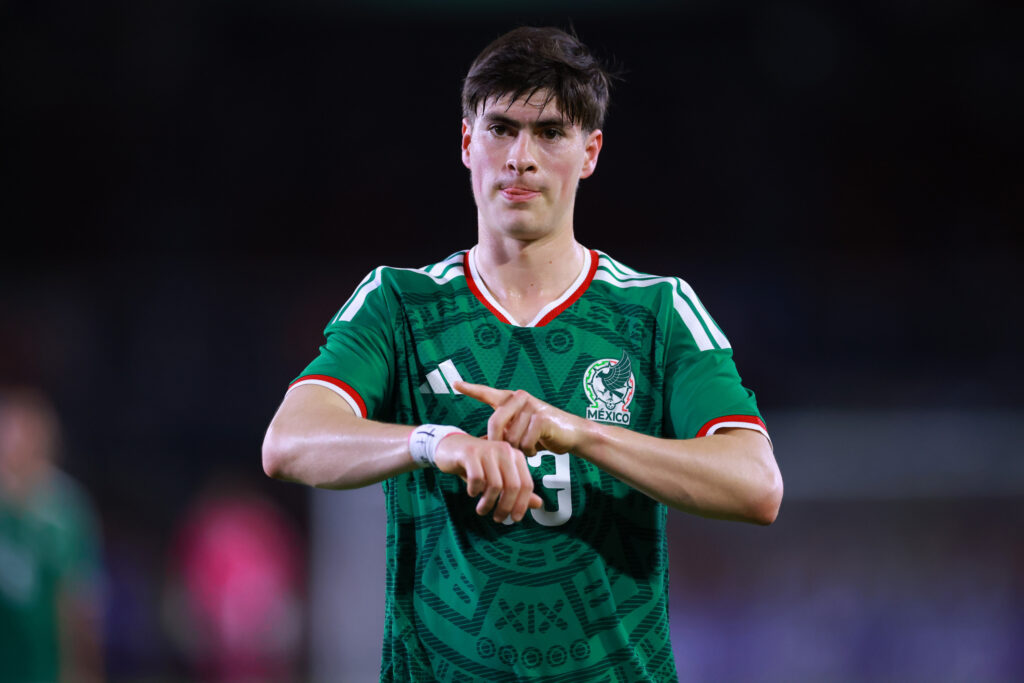 Armando Gonzalez of Mexico reacts during an international friendly match between Panama and Mexico