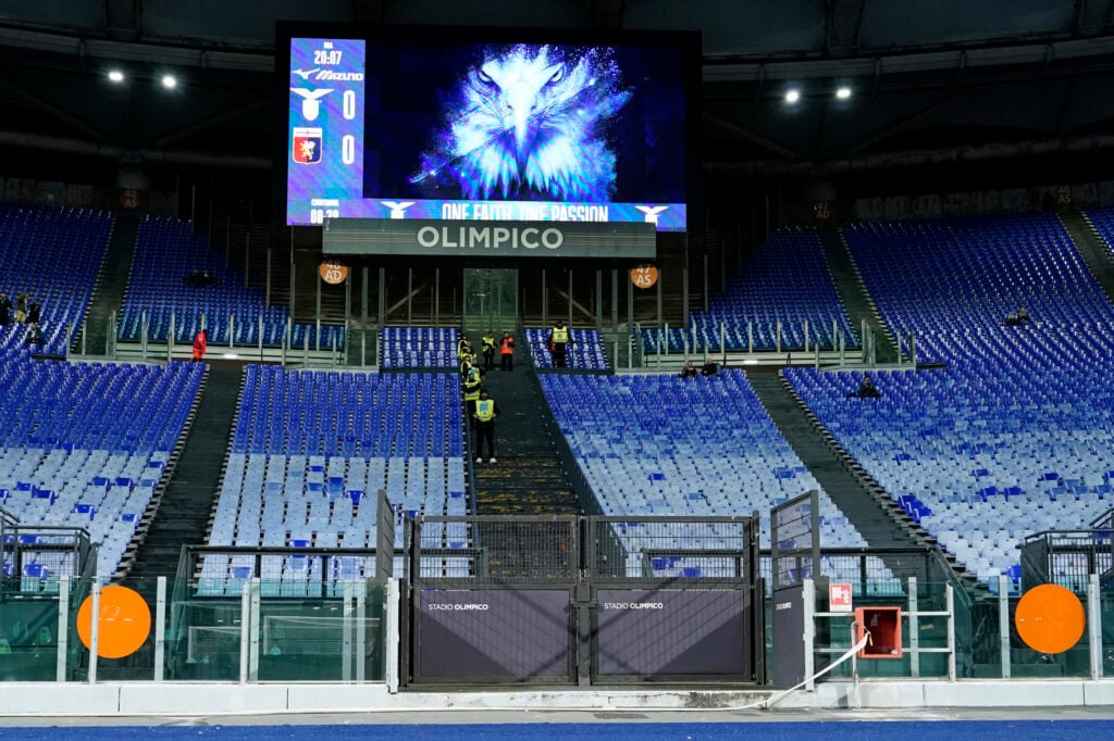 The empty stands of the stadium for a protest of Lazio fans