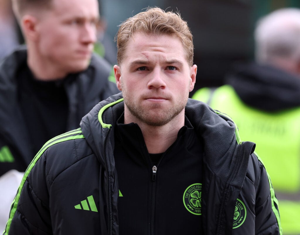 Stephen Welsh of Celtic arrives prior to the William Hill Premiership match between Celtic and Falkirk