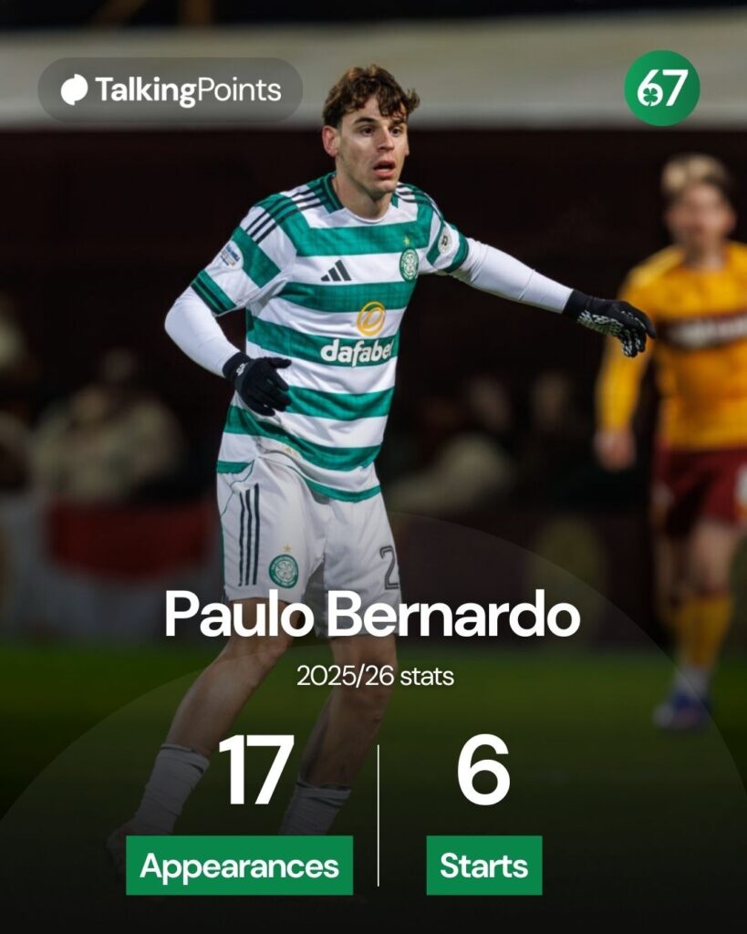 Paulo Bernardo of Celtic looks on during the Premier League match between Motherwell and Celtic