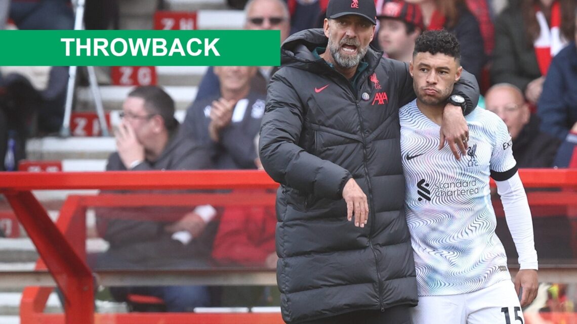 Jurgen Klopp the manager/head coach of Liverpool and Alex Oxlade-Chamberlain of Liverpool