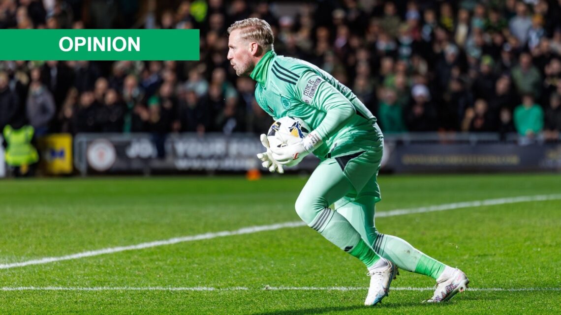 Kasper Schmeichel during the William Hill Premiership match between Dundee United and Celtic