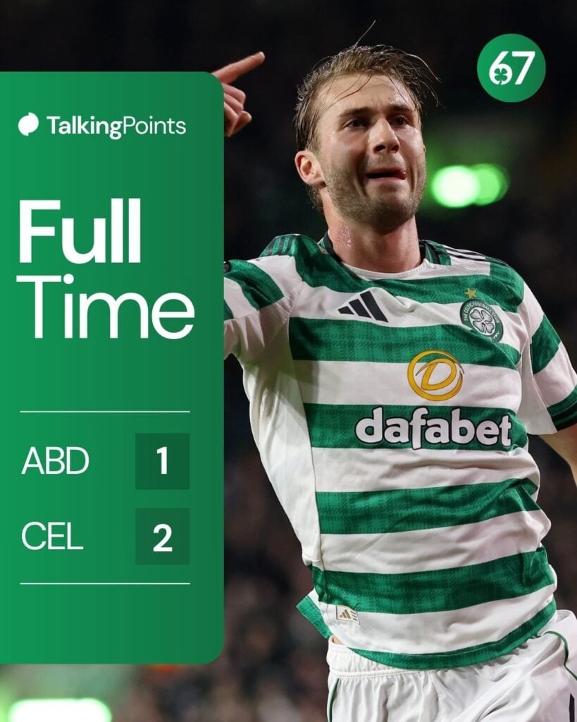 Benjamin Nygren of Celtic celebrates scoring his team's first goal during the UEFA Europa League 2025/26 Knockout Play-off First Leg match between Celtic FC and VfB Stuttgart