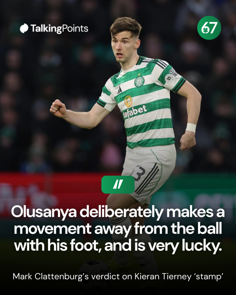 Kieran Tierney travels with the ball during the Scottish Premiership clash between Celtic and Dundee United