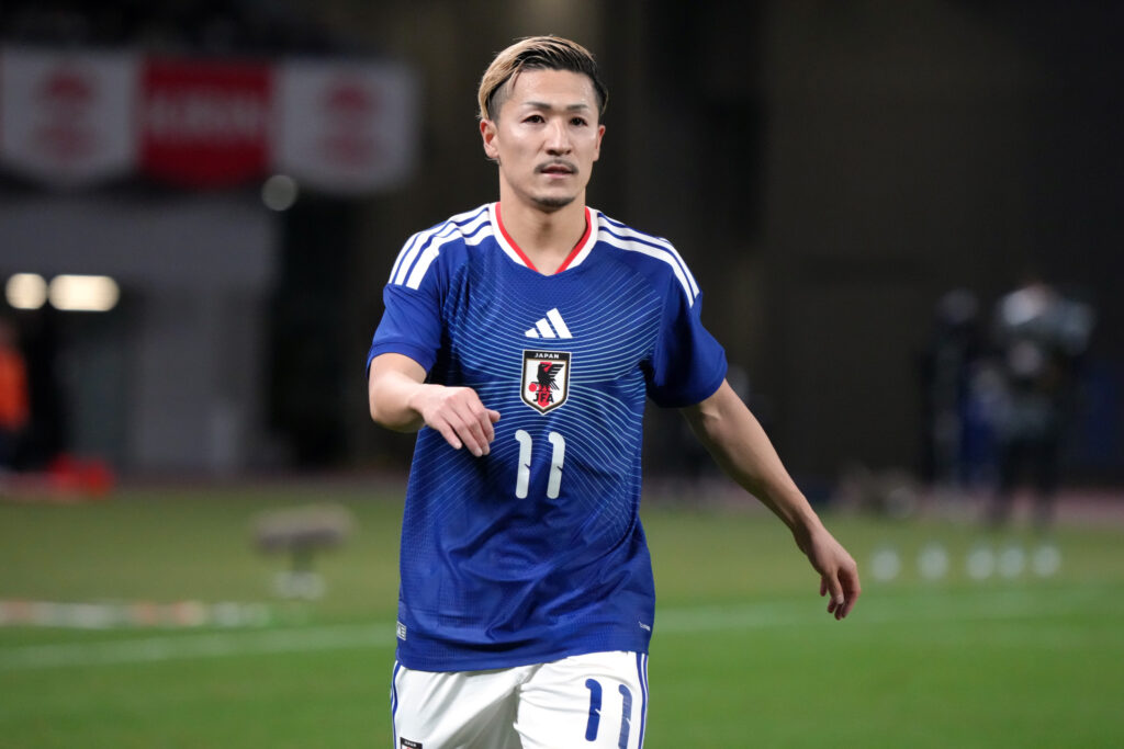 Daizen Maeda of Japan looks on during the international friendly match between Japan and Bolivia