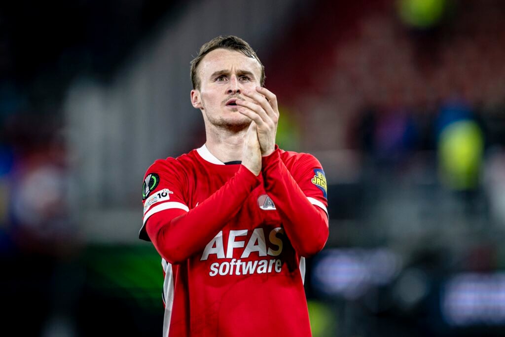 AZ Alkmaar player Peer Koopmeiners plays during the Conference League match between AZ and Sparta Prague
