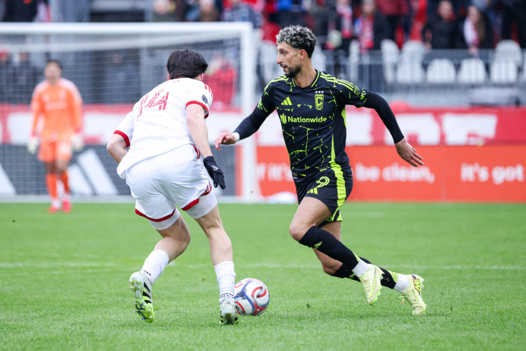 Wessam Abou Ali in action for Columbus Crew against Toronto FC in the MLS.