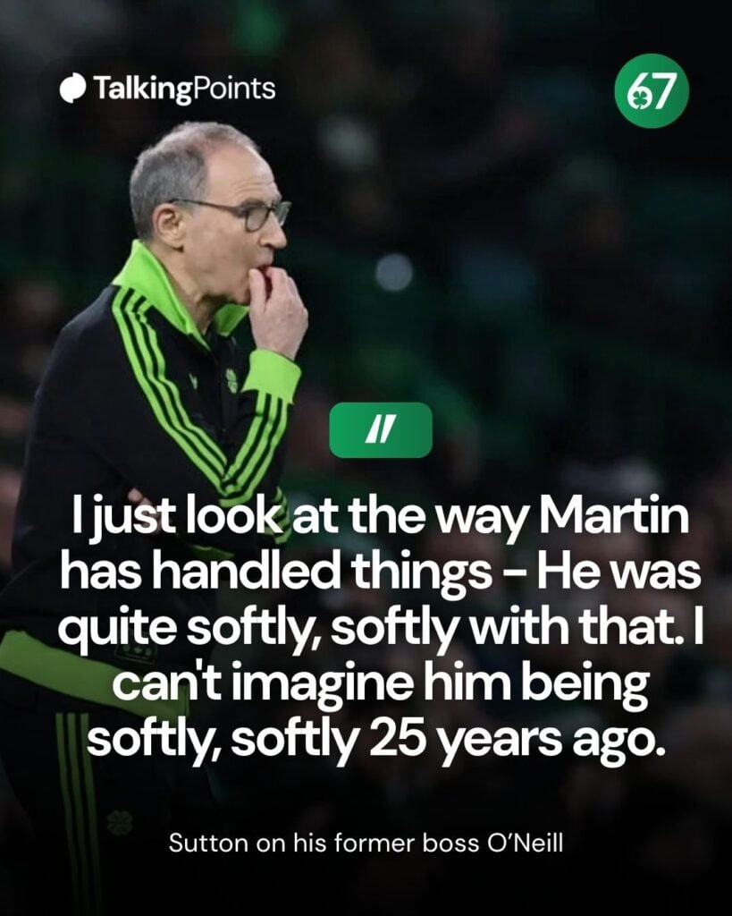 Celtic interim manager Martin O'Neill is seen during the Premier League match between Celtic and Dundee