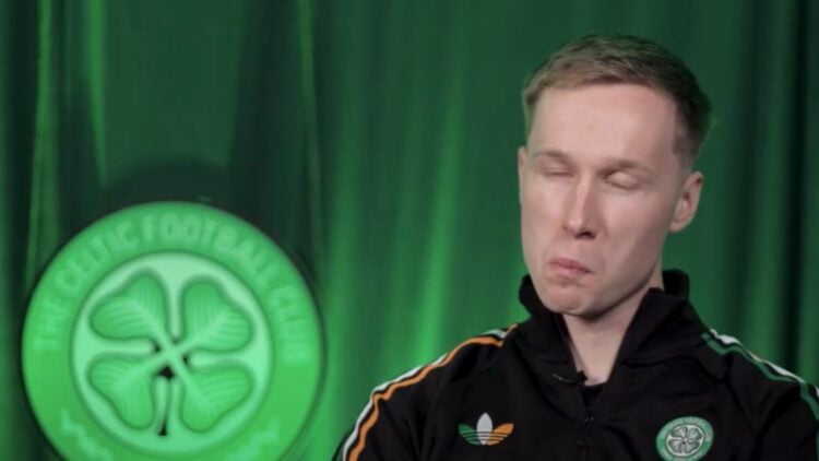 Viljami Sinisalo laughs when asked about his unbeaten record for Celtic against Rangers