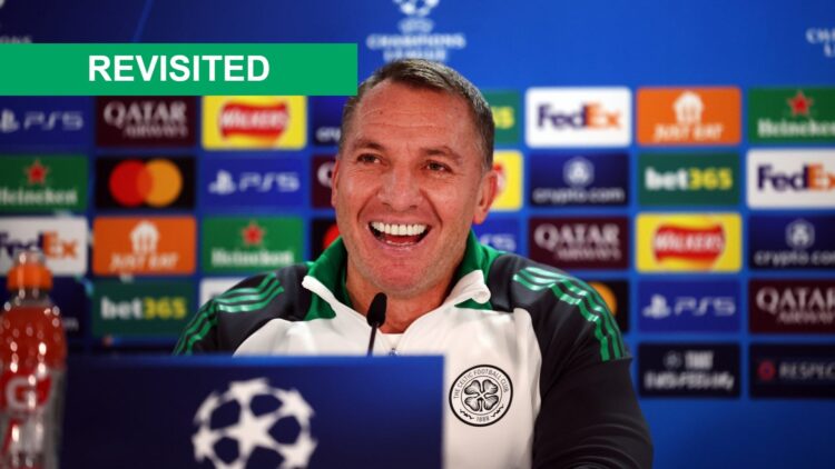 Brendan Rodgers laughs during a press conference