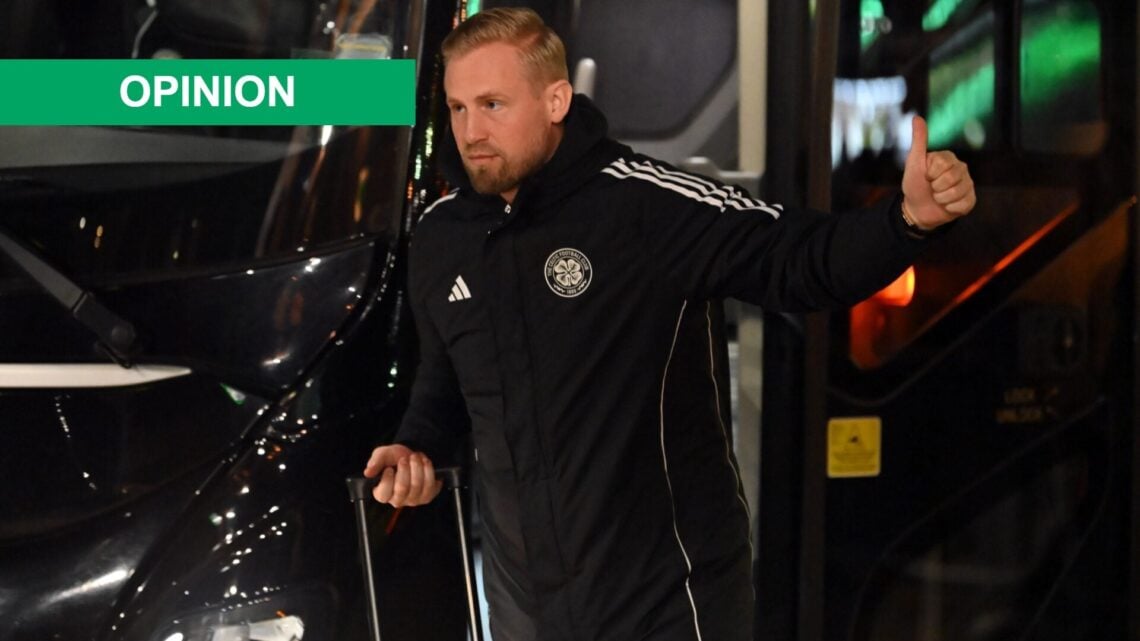 Kasper Schmeichel of Celtic arrives at the stadium prior to the UEFA Europa League 2025/26 League Phase MD8 match between Celtic FC and FC Utrecht